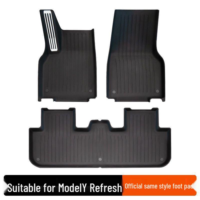 

Tesla Model Y & 3 Refresh Floor Mat: Aluminum Alloy Full-Surround TPE Carpet & Pedal Pad