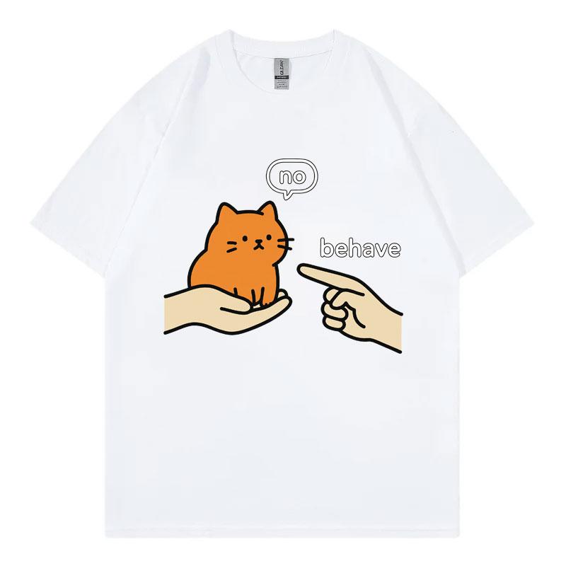 Behave No Orange Cat Meme Funny Tshirts High Quality Cotton Short Sleeve Tshirt Unisex Unisex Casual Fashion Oversized T Shirts