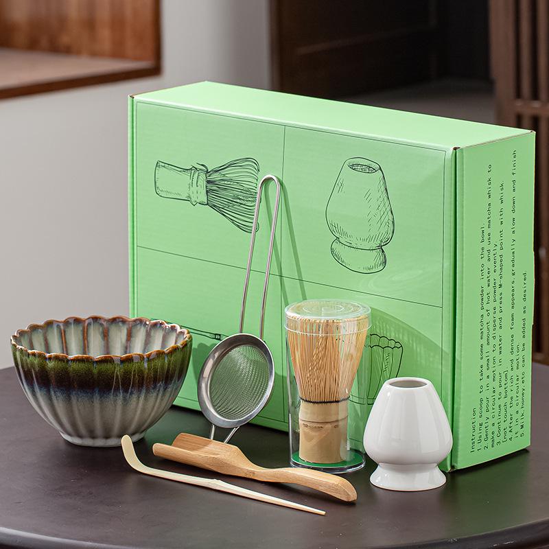 Japanese Kiln Change Matcha Set: Tea Whisk, Egg Beater, Stand - Song Dynasty Tea Ceremony Utensils
