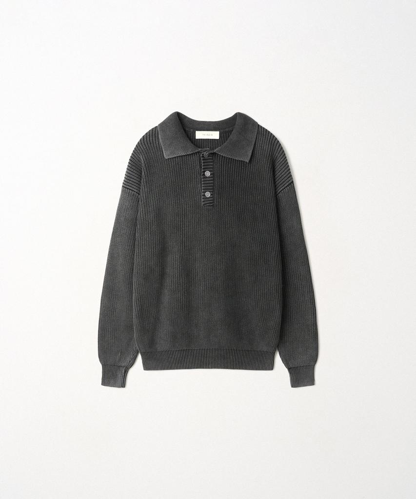 EZIO Pigment Dyed Collar Knit_Black