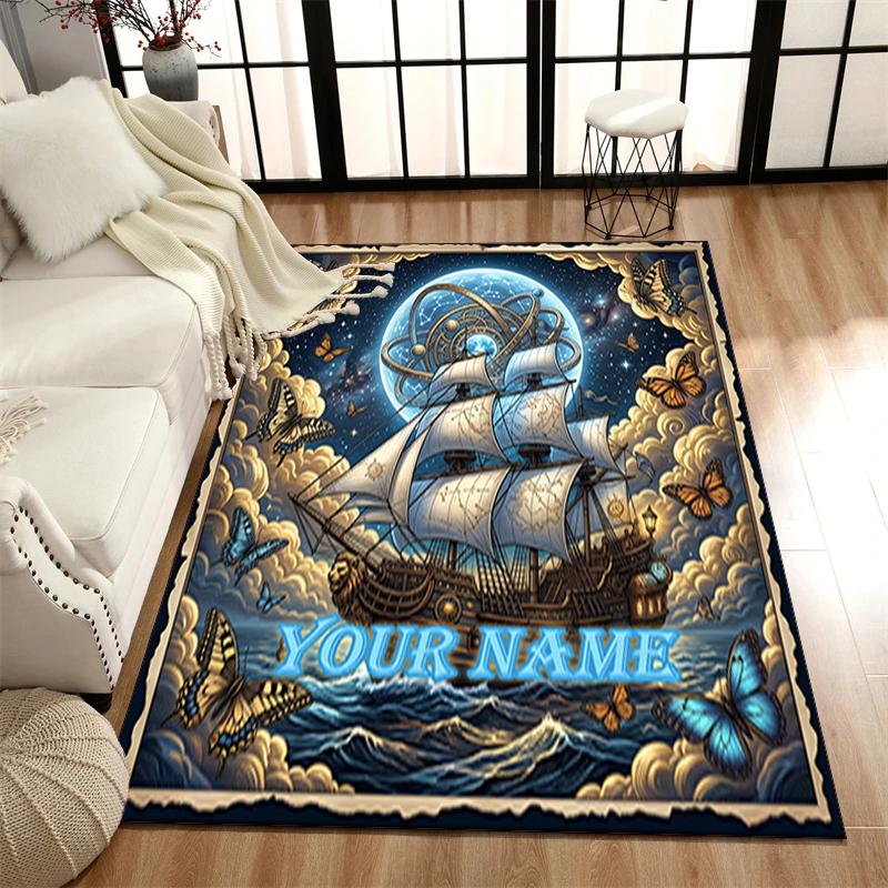 1PC Custom Name Moonlight Theme Floor Mat Ideal for Living Room, Game Rooms, Office, Bedroom,Floor Mat Playful Design