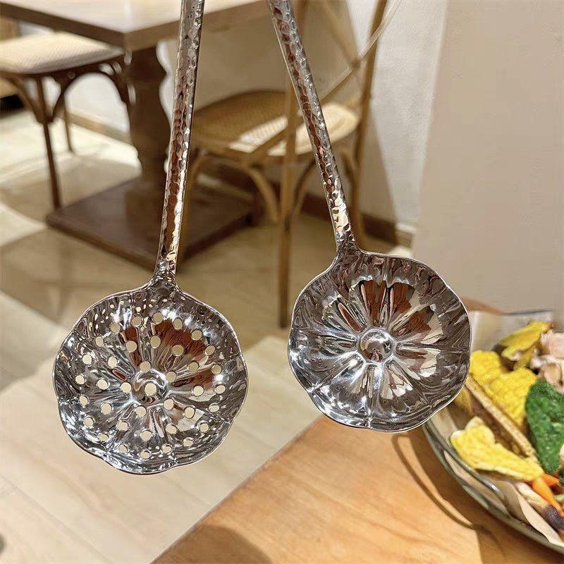 Stainless Steel Spoon Long Handle Soup Spoons For Pot Scoops Colander Home Kitchen Tableware Cooking Essential Tools