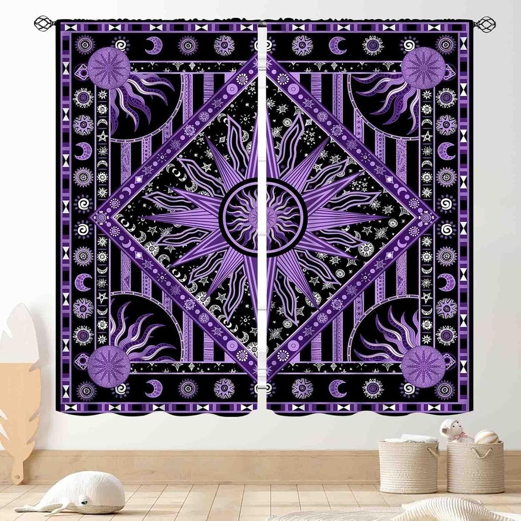 Hippie Mandala Vorhänge, Indisches Medaillon Trippy Boho Paisley Ästhetische Kunst Dekoration Bunte Orange Fensterbehandlung Für