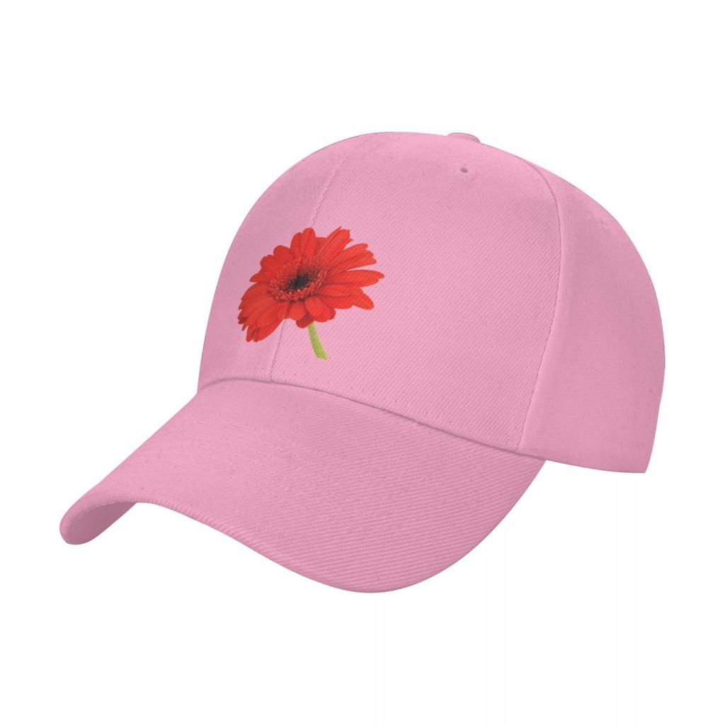 Red Gerbera Daisy Baseball Cap Hat Man For The Sun Trucker Hat Luxury Cap Men's Baseball Women's