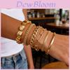 Alloy Chain Bracelet Set For Women With Geometric Design And Multilayer Style