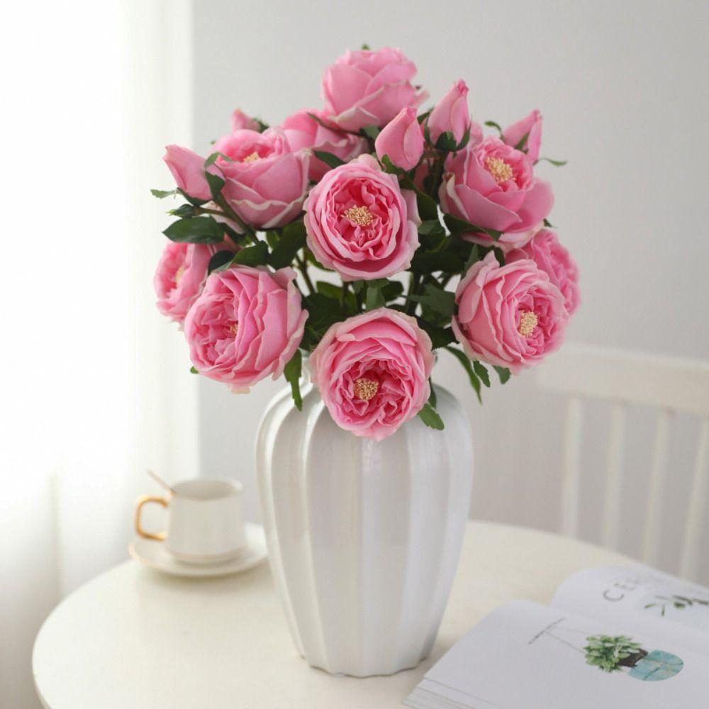 

Искусственный цветок с 3 головками, красный бархатный букет пионов, подарок, эмуляционная роза для дома