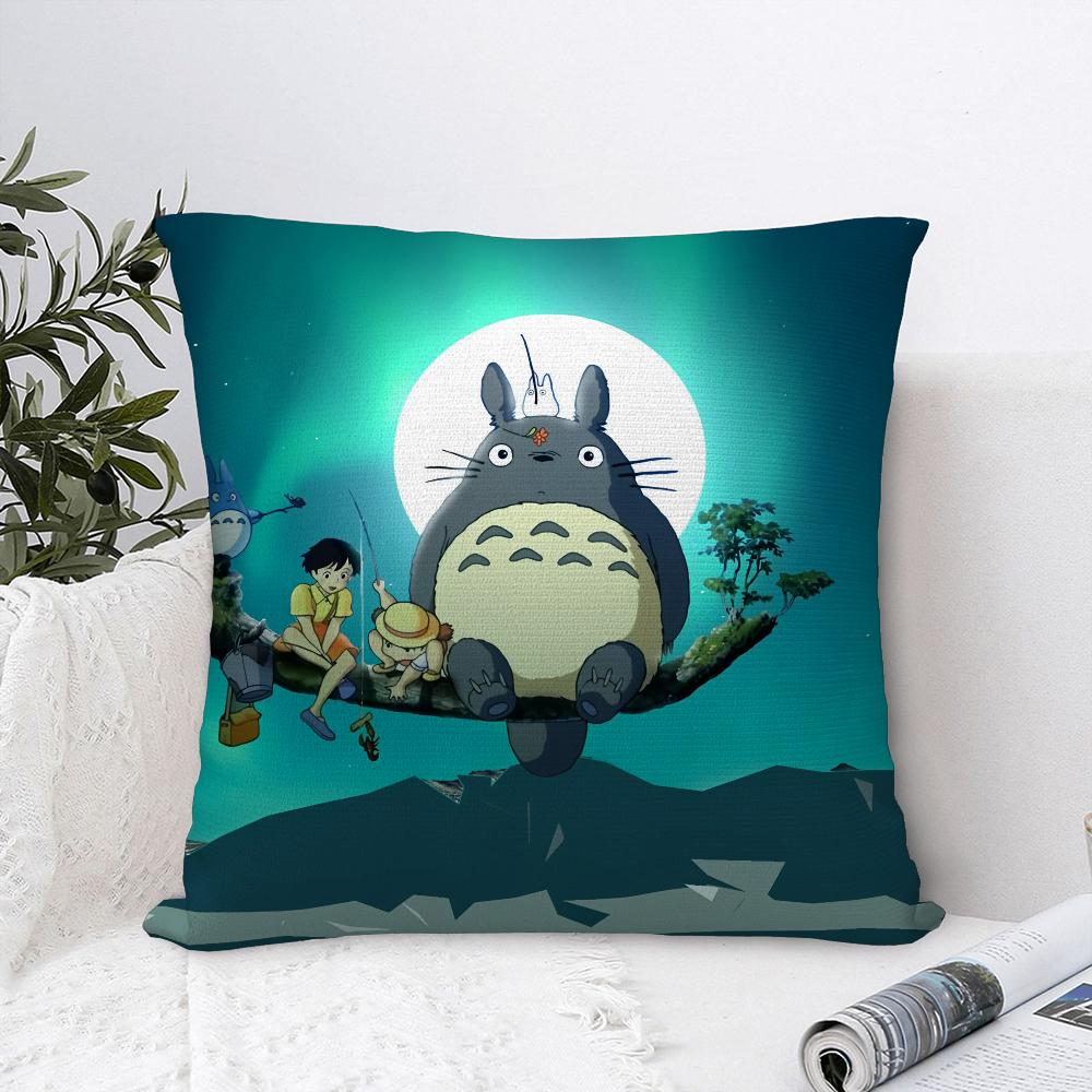 Kawaii Cute T-Totoroes Pillow Case Sofa Decorative Home Double-sided Print Plush Square Throw Pillow Covers Cushion Decor Cover
