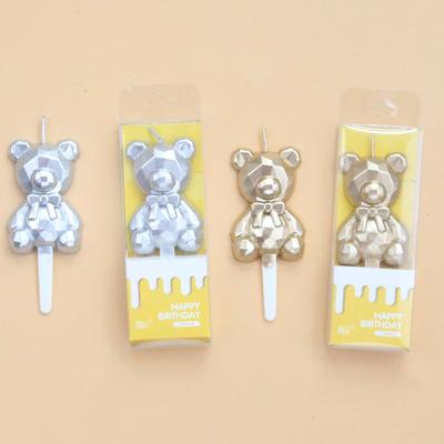 Birthday Cake Decoration INS Diamond Bear Candle Cute Cartoon Children's Party Baking Decoration Supplies