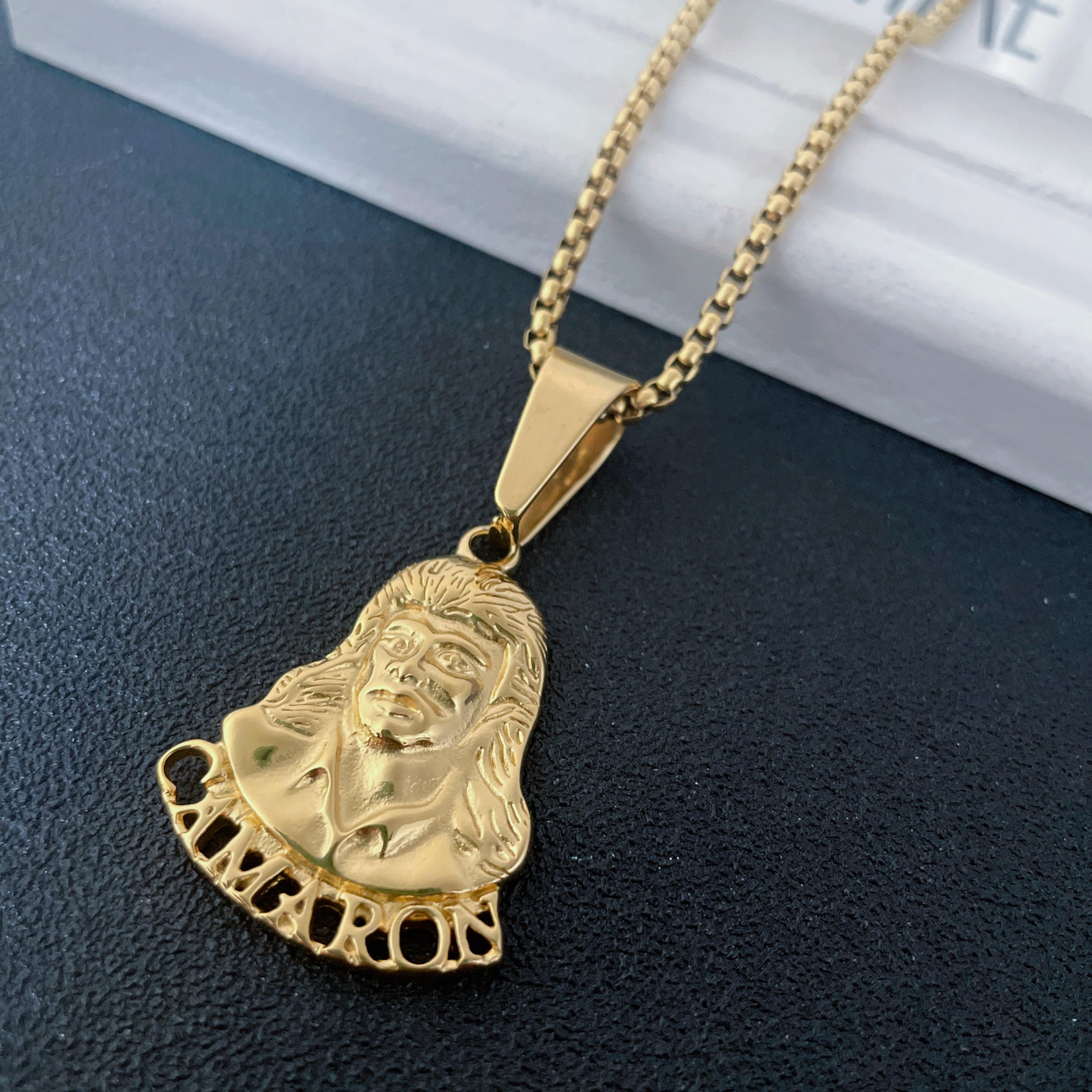

New European and American Cross-Border Hot-Selling Stainless Steel Hiphop YS Head Religious Prayer Lucky Amulet Jewelry Gifts 60CM золотой