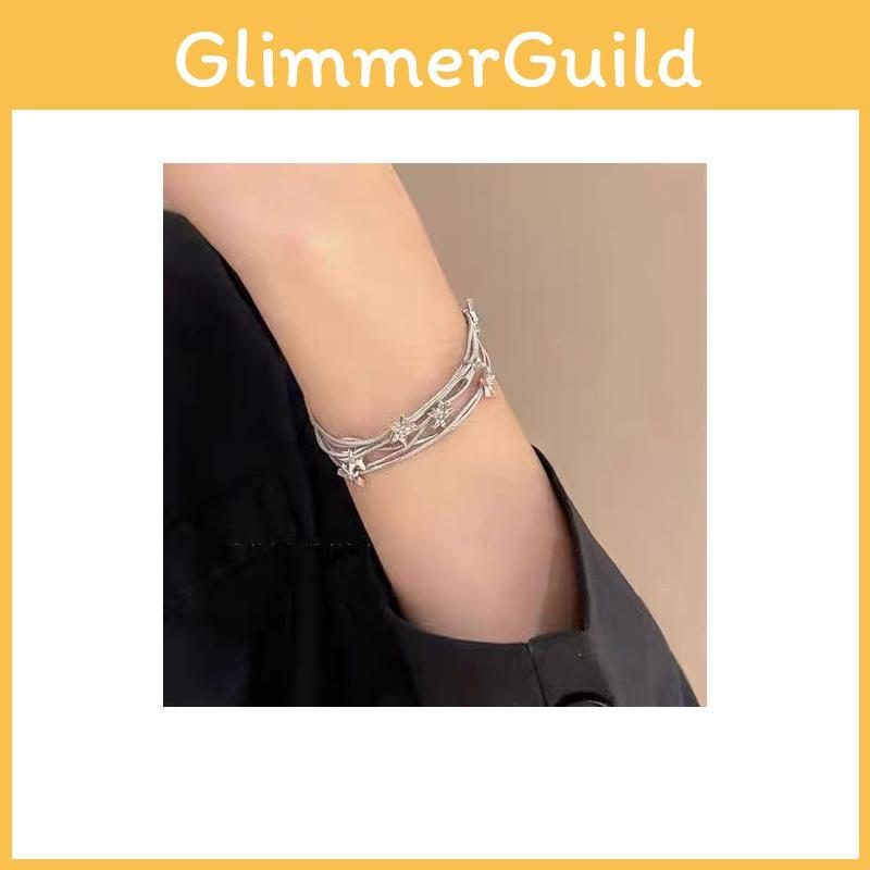 Sweet Cool Star Charm Alloy Bracelet For Women Geometric Layered Fashion 2024