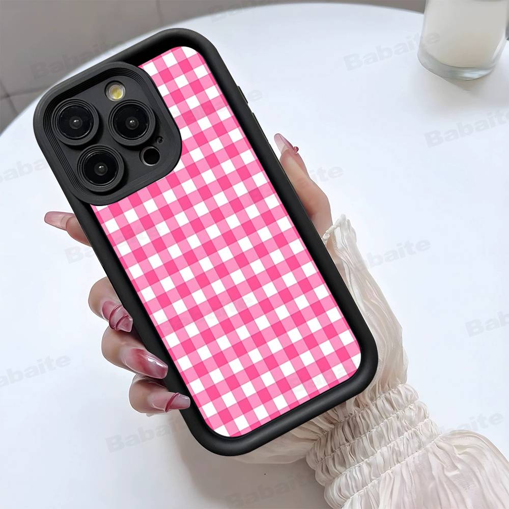 Einfache schicke Gittermuster-Handyhülle für iPhone 17 16 E 15 14 13 12 11 Pro Max Plus Rückseite