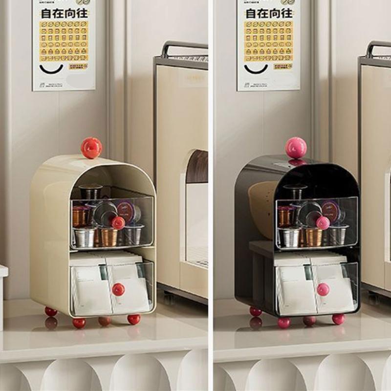 Contemporary Plastic Desktop Coffee Organiser Corner Teas Bag Holder Office Table Drawer Storage Box with Compartments