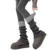 Knitted Socks Contrasting Color Splicing Gray Calf Socks Autumn And Winter Calf Covers With Snow Boots Slimming Socks