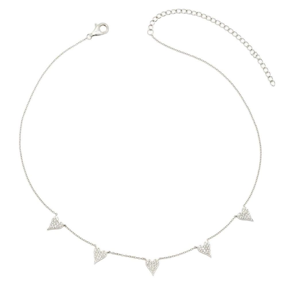 Heart-Shaped Clavicle Chain with Copper Inlaid Zircon Pendant