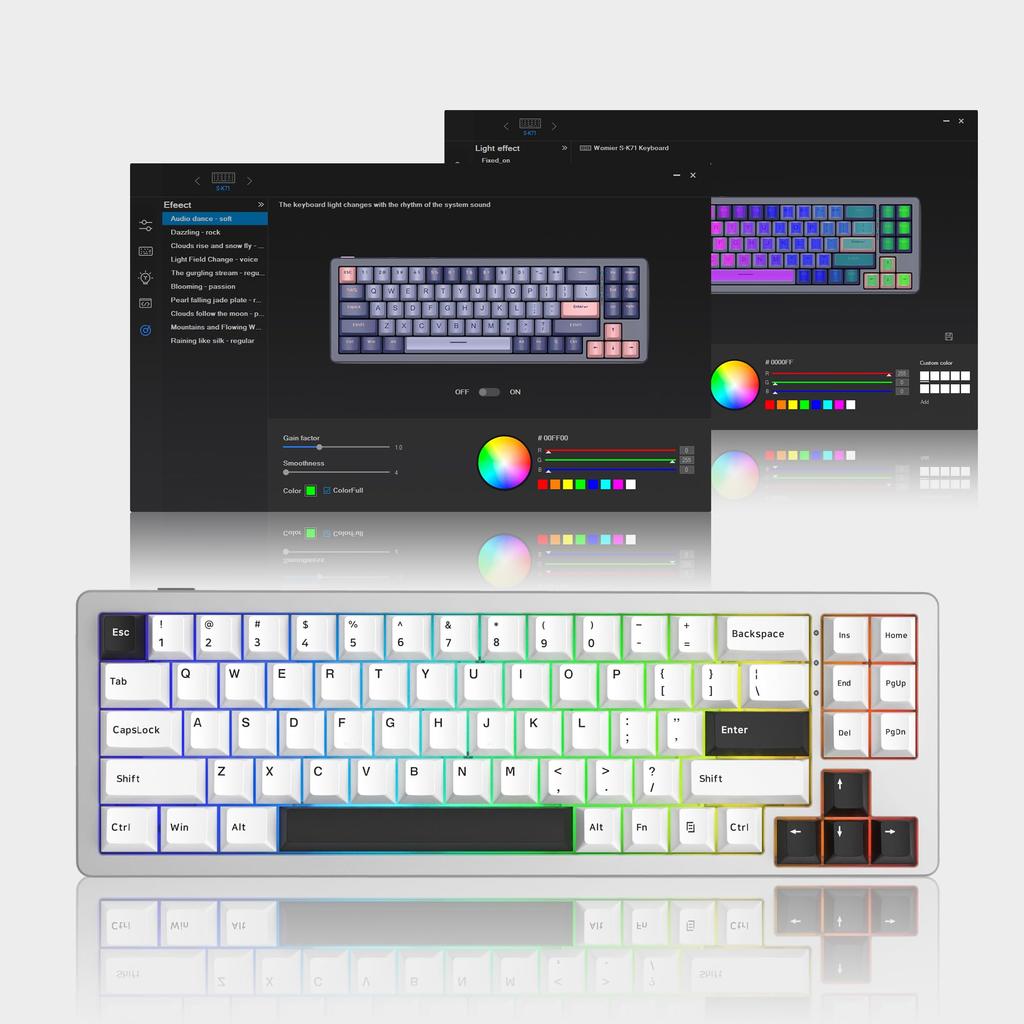 Womier SK71 Gaming Keyboard, 75% Aluminum Alloy Wireless Mechanical Keyboard with Bluetooth2.5GWired, Hot Swap, Adjustable Switches, Gasket, RGB