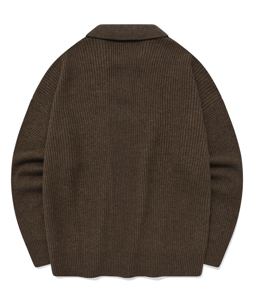 COVERNAT Lambswool Collared Knit Beige