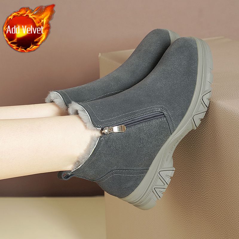 

Модная женская обувь на флисовой подкладке с круглым носком Зимние ботинки на платформе Дизайнерская роскошь 2025 Новинка в готическом стиле Большой размер Теплые до щиколотки 41