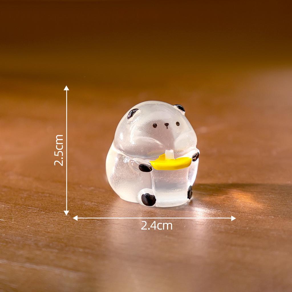 6Pcs/lot Cute Luminous Panda Animal Miniatures Mini Figurine Glow In the Dark Fairy Garden Decoration Micro Landscape
