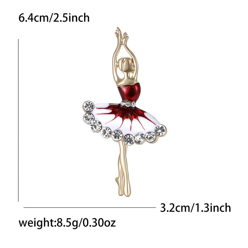 Fashion Rhinestone Dancing Girl Brooches for Women Enamel Character Pin Event Party Gift Backpack Decoration Clothes Accessories