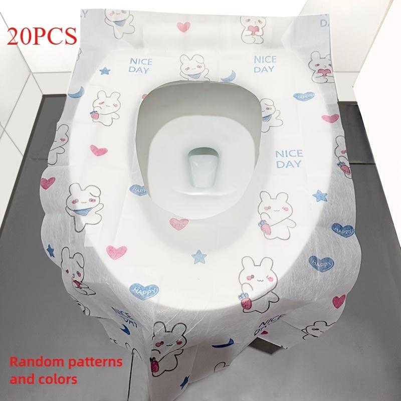 Disposable Toilet Seat Covers - 20/50Pcs, Adorable Rabbit & Heart Design, Soft & Sanitary, Portable for Travel, Airplane, and Public Restrooms