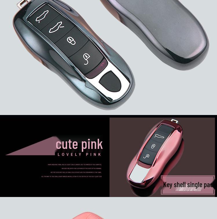 TPU Electroplated Soft Rubber Key Shell for Porsche Panamera/Macan