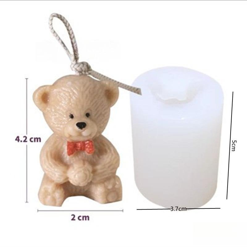 Ins Bear Candle Cake Decoration Cute Bear Baking Silicone Mold