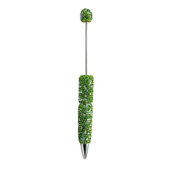 Comfortable Grip Gel Pen Diamond Beadable Pens, Bling Rhinestone Beaded DIY Bead Pen, Crystal Shaft Decorative Craft Black Ink Ballpoint Pens