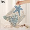 1pc Starfish Coral Print Quilted Makeup Bag Large Capacity Lightweight Zipper Cosmetic Pouch for Travel and Daily Use