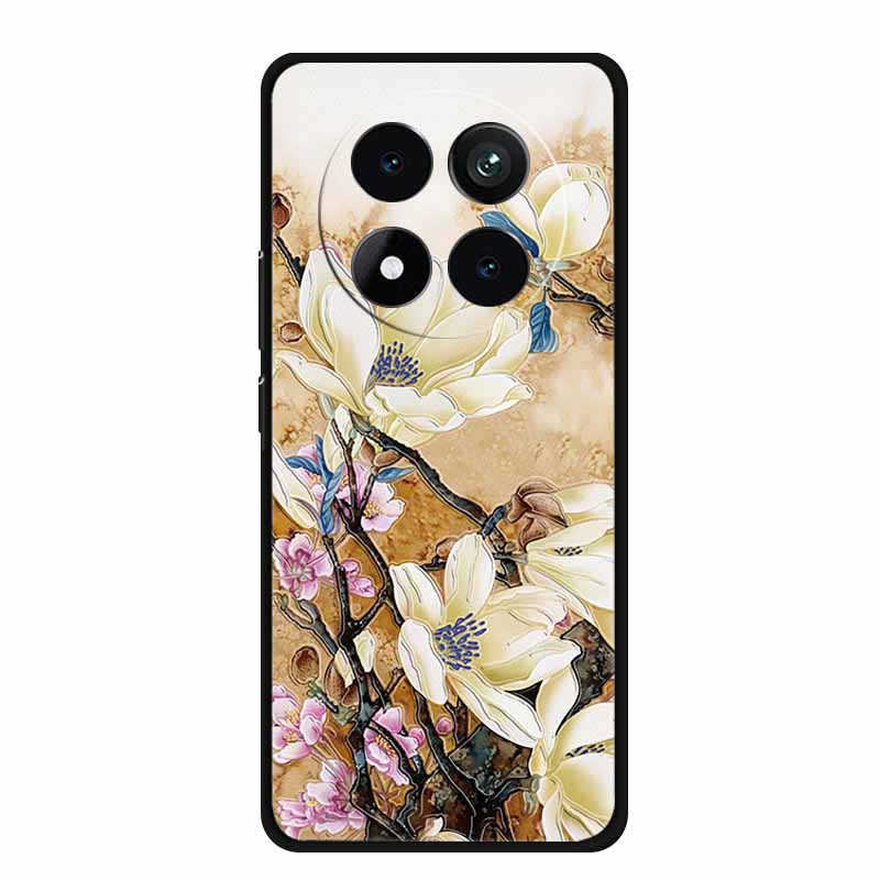3D Emboss Case For Xiaomi Redmi Note 15 Phone Case Flowers Black Silicone Soft Back Cover Coque For Redmi Note 15 Pro Plus Case