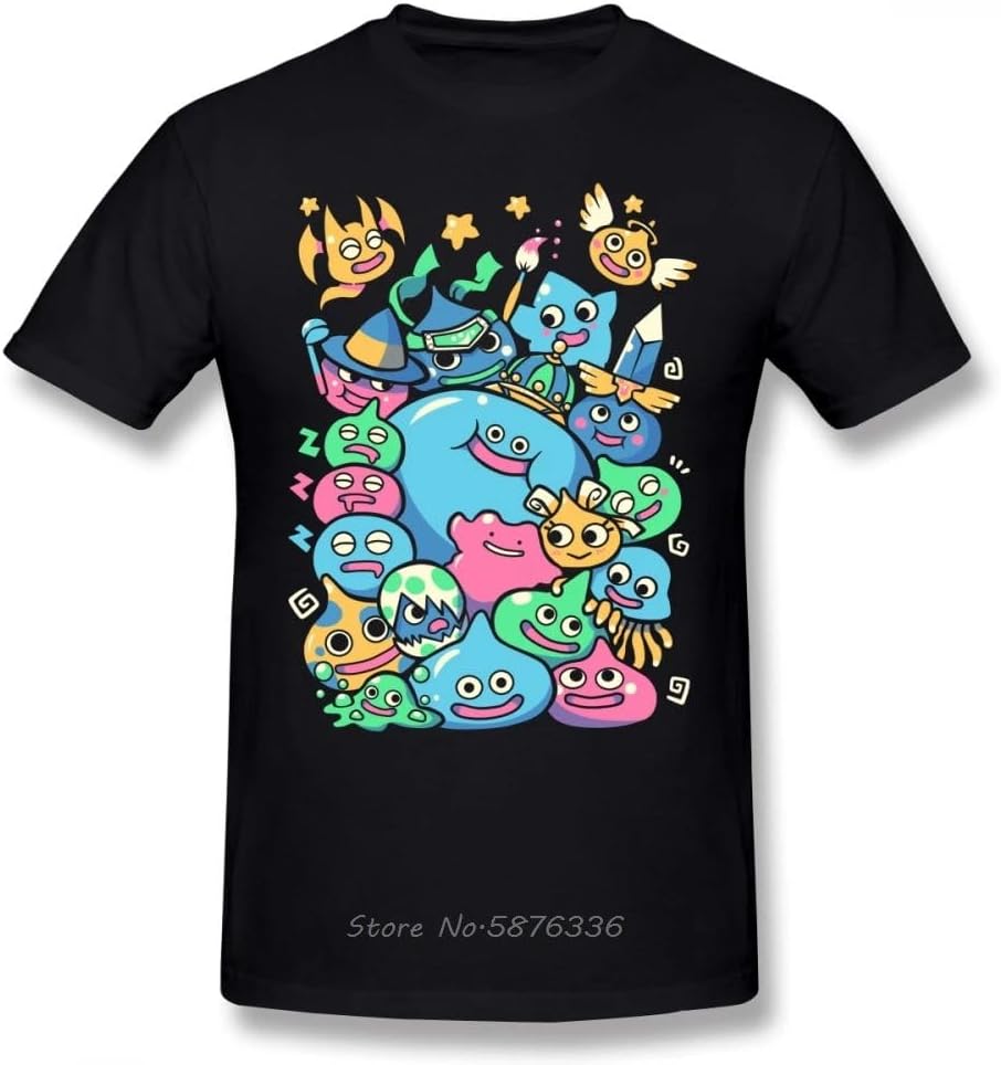 Dragon Quest T Shirt Slime Party T Shirt Funny Beach Tshirt Men Cotton Print O Neck 3XL чёрный