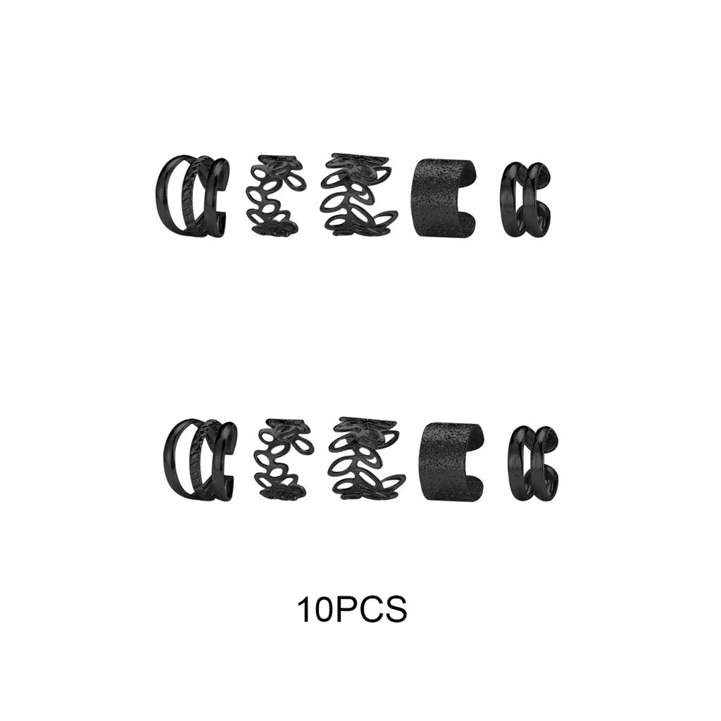 10 Pcs Leaves Clip Earrings for Women Rose Gold Color Creative Simple C Ear Cuff Non-Piercing Ear Clips Set Trend Jewelry Gift