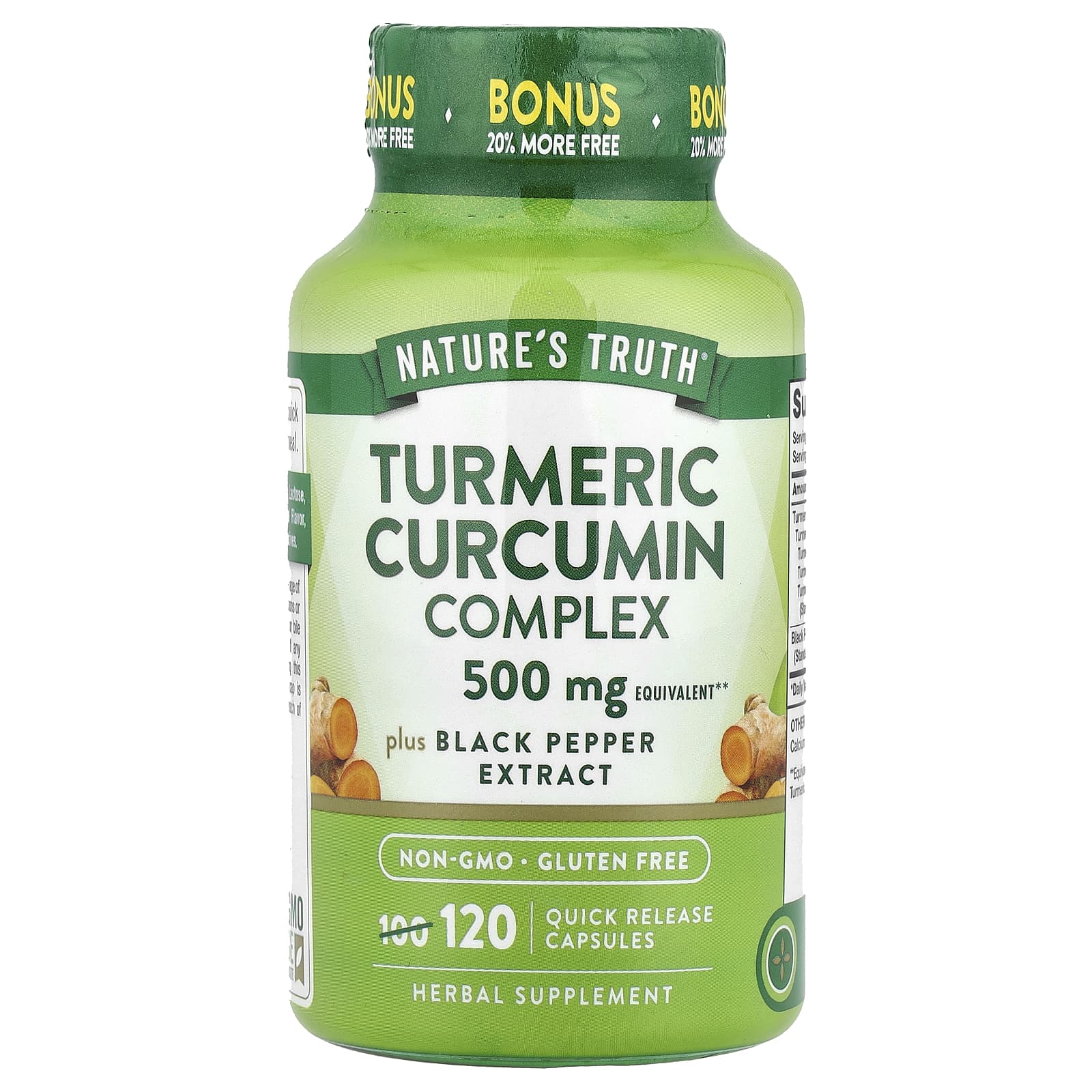 

Nature S Truth, Turmeric Curcumin Complex Plus Black Pepper Extract, 500Mg, 120 Rapid Release Capsules