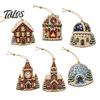 Festive Resin Rhinestone Ornaments 6 Pcs Christmas DIY Faux Pearl Painting Kit Ornaments, Art Seasonal Hanging Decor Tree Decoration with Jute