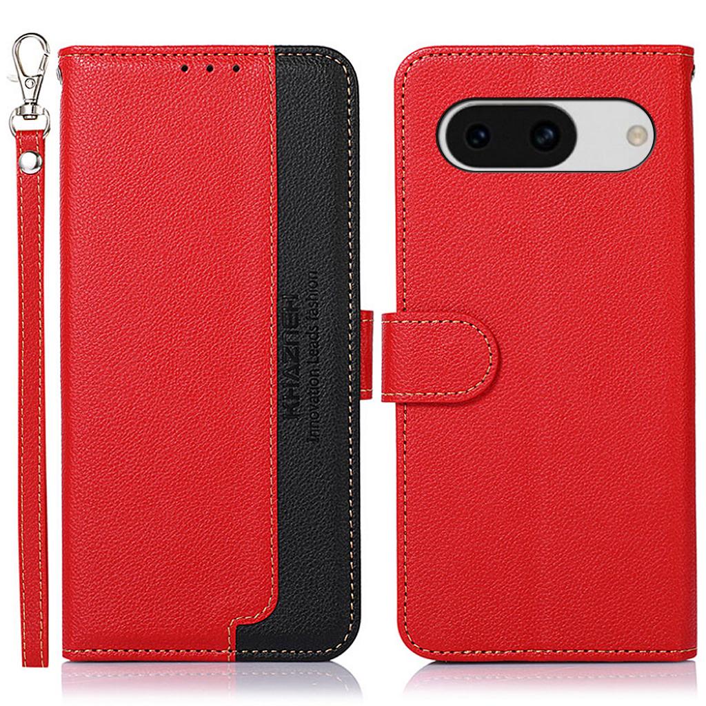 

KHAZNEH For Google Pixel 8a Cell Phone Case RFID Blocking Shockproof Phone Cover Wallet Red