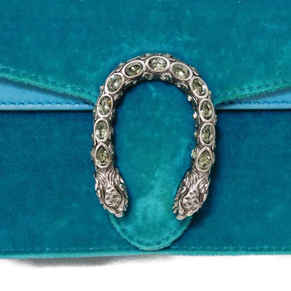 Used Dionysus Super Mini Bag 9539 476432 K4DNN 4471 7921 Tiger Head Crystal Velvet Turquoise Women's from Japan