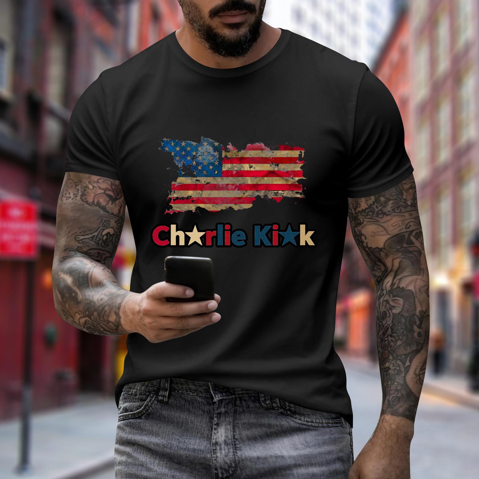 

Мужская футболка с коротким рукавом с принтом Мужская свободная повседневная футболка с коротким рукавом XXL чёрный