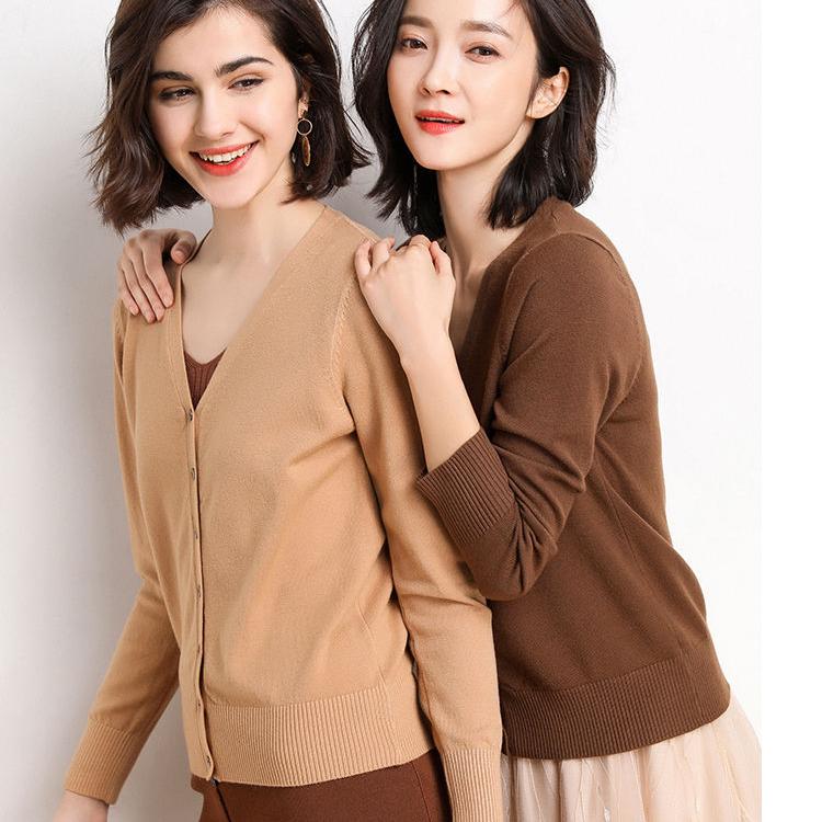 Frauen Strickjacken Herbst Winter Einreiher V-ausschnitt Strick Pullover Mode Kurze Strickwaren Solide Jumper