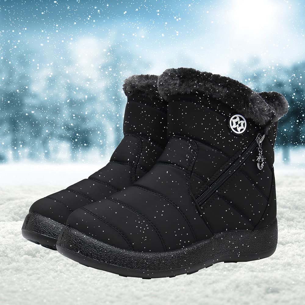 Eagsouni Snow Sheepskin Cold Weather and Women's Boots, Boots, Shoes, Warm, Fluffy, Water-Repellent, Non-Slip
