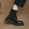 Krazing Pot Sheepskin Winter Round Toe Chunky Heels Fashion Motorcycle Boots Women Slip on Kniting Platform Ankle Boots