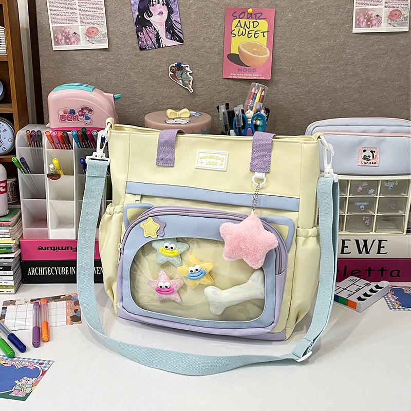 College style messenger bag women's new Korean version large-capacity transparent pain bag ins Japanese versatile student shoulder bag tide