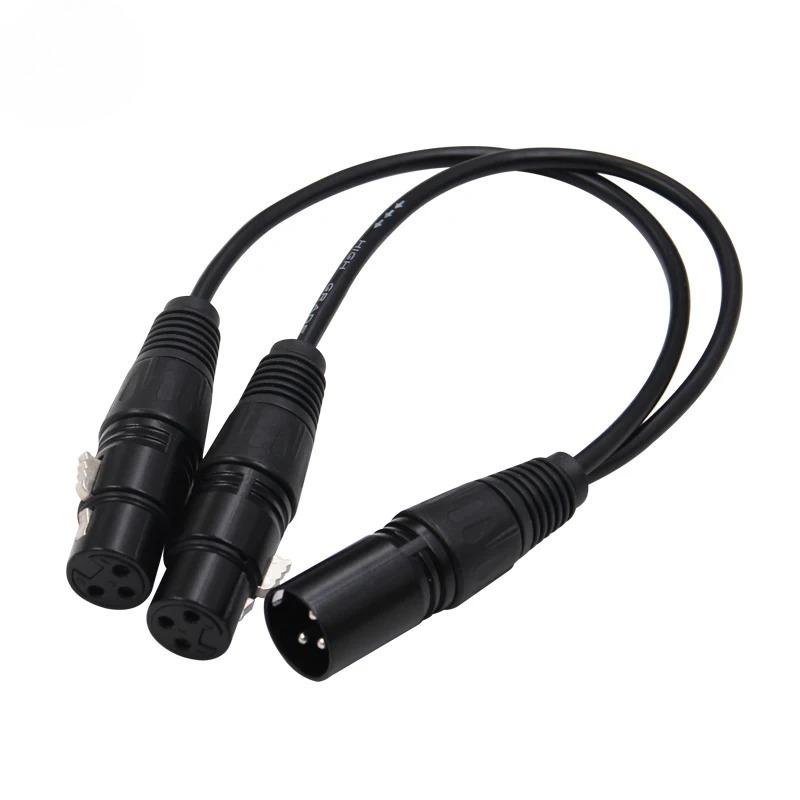 New 3-Pin XLR Male Plug to Dual Female Jack Y Splitter Mic DJ Cable Adaptor Extension For DVD Player Microphone