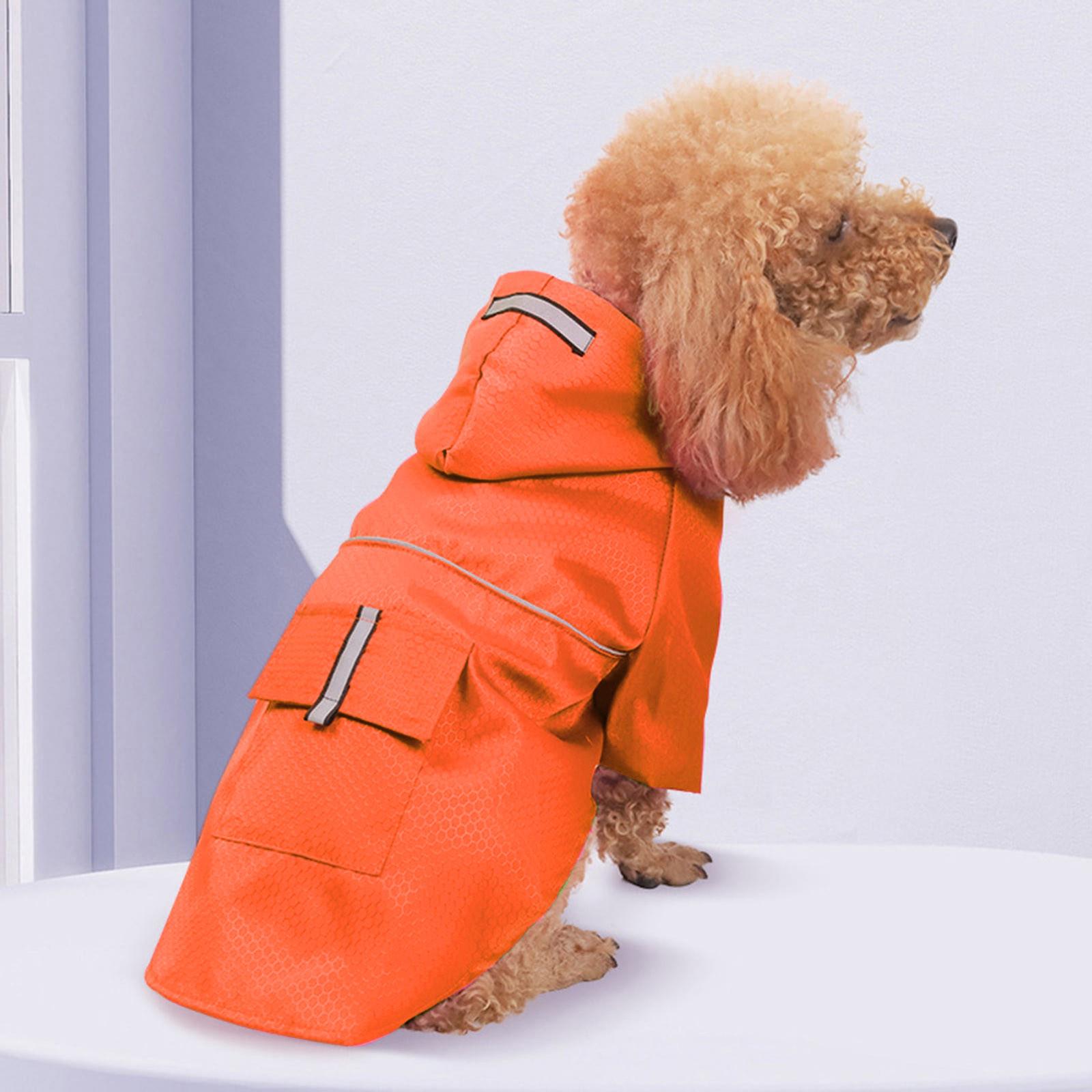 

Дощовик для домашніх собак з капюшоном. Водонепроникна куртка для цуценят для домашніх тварин, вуличне пальто M помаранчевий