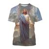 Christian God Jesus T-shirt 3D Printed T Shirt Men Short Sleeves Round Neck Oversized Classic Tee Vintage Women Street Clothing