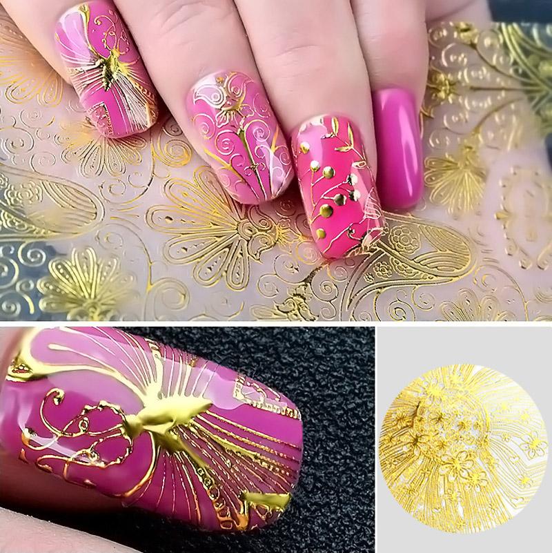 8 PC Gold Linien Wasser Abziehbilder Aufkleber Gesicht Marmor Muster Slider für Nägel Nagel Kunst Dekoration