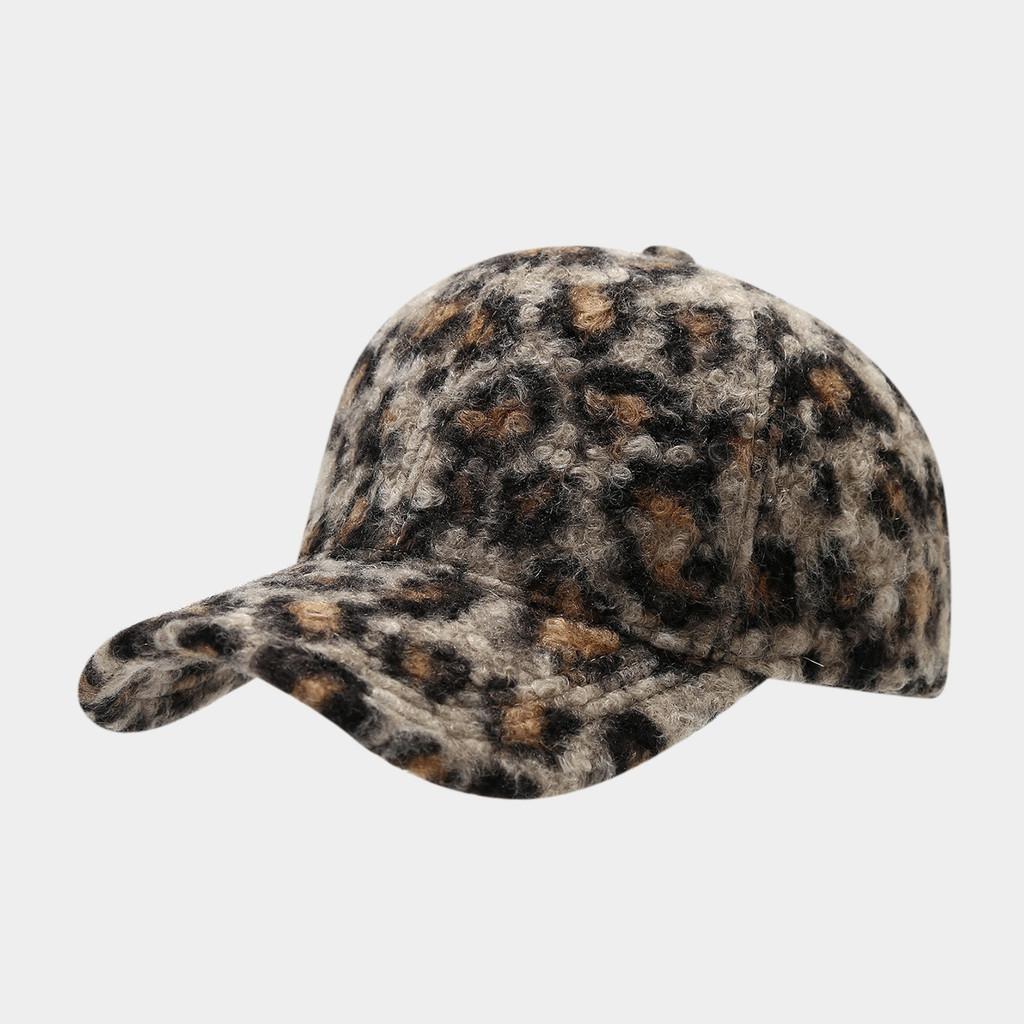 Modern Leopard Print Baseball Cap With Warm Polyester For Fall Winter Outdoor Casual Wear