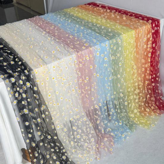 Tüll Gänseblümchen Tischläufer Frühling Blumiger Tischläufer Rustikaler Blumen Tischläufer für Hochzeit Babyparty Geburtstagsparty Bauernhaus Dekor