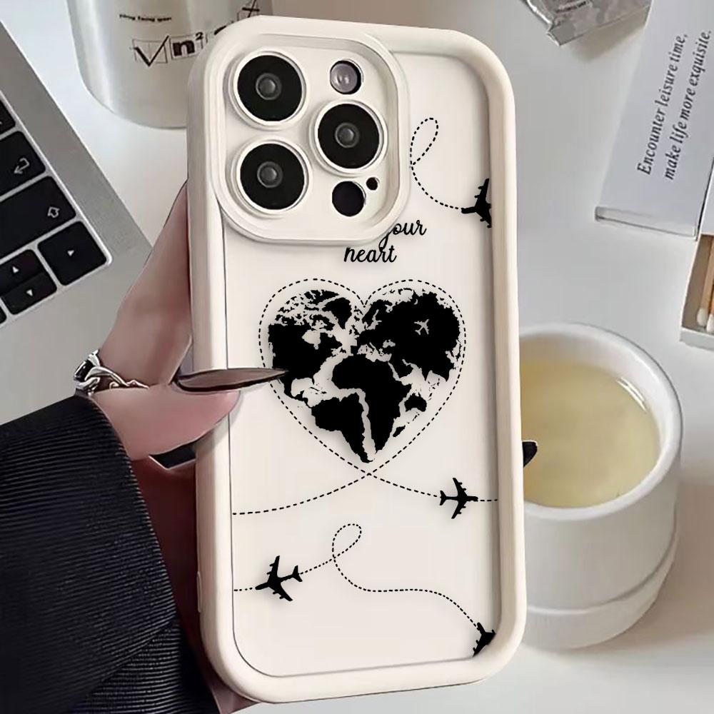 

Planes World Map Travel Phone Case For OPPO RENO F31 2F 2Z 5 5F 6 7 8 8T 10 11 11F 12 12F 13 13F 14 15 15F LITE DIY Shell Cover OPPORENO125G