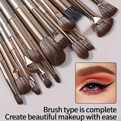 15-teiliges Make-up Pinselset Weiche Synthetik Lidschatten Eyeliner Verblenden Lidfalte Augenbrauen Aufhellen Augenpinsel
