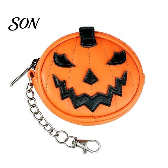 Soft Leather Coin Purse Mini Keychain, Halloween Pumpkin Wallet Bag Charm, Faux Small Pouch Change Card Holder, Gifts for Women Girls Decorative
