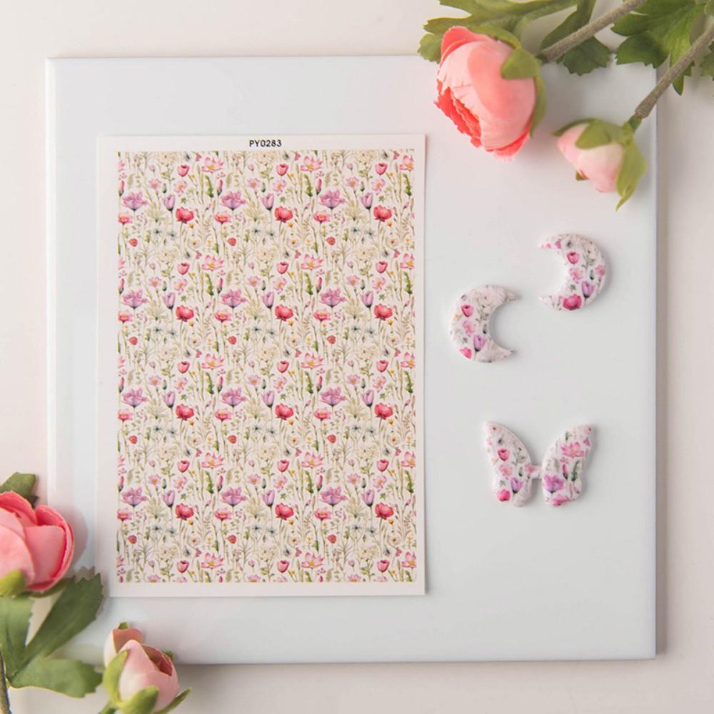 

Colored Flower Pattern Polymer Clay Transfer Paper Water Soluble Disposable Stickers Printing Paper Earrings Making